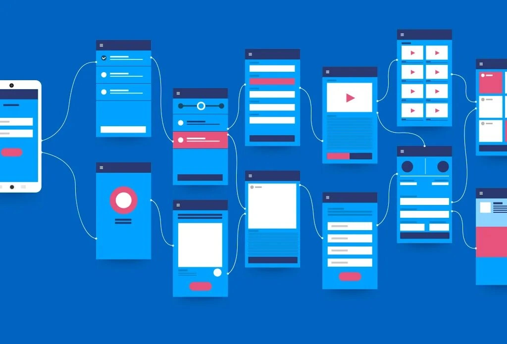 Mobil uygulamaların modern arayüzlerini gösteren cihazlar